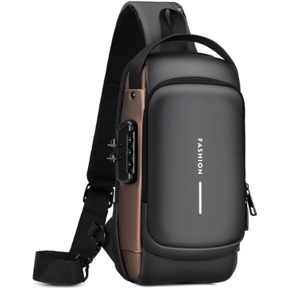 Sling Bag for Men Anti-theft Crossbody Bag PU Leather Crossbody Shoulder Bag‎